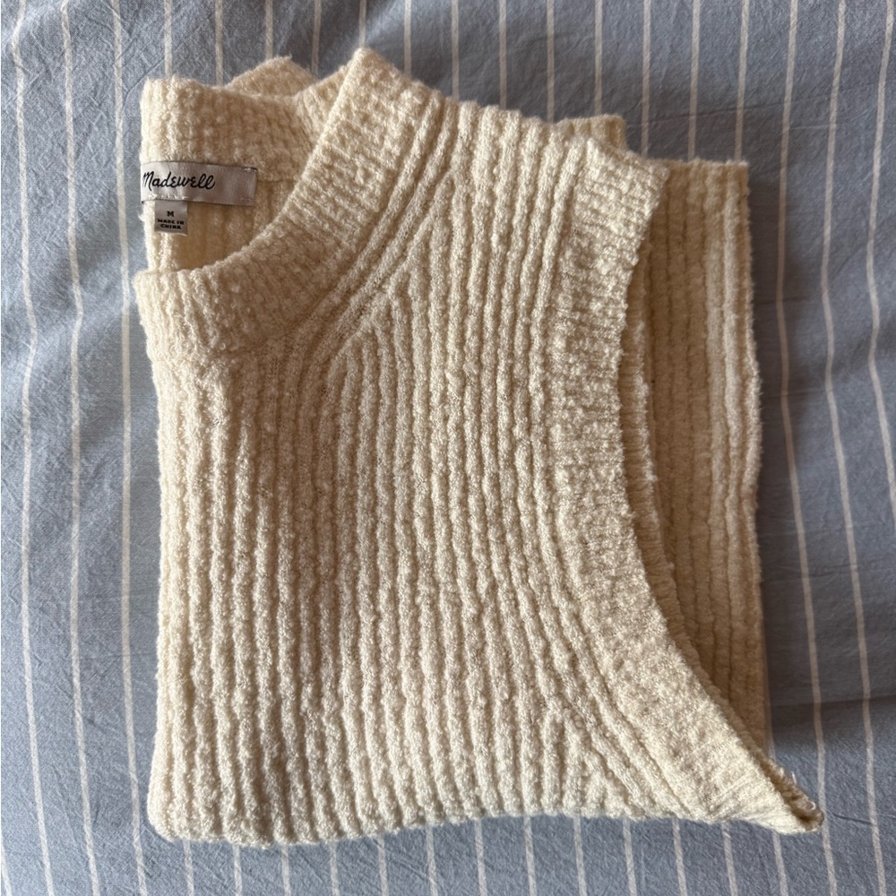 Madewell boucle knit sweater vest white cream